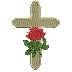 Embroidery Design Cross With Rose