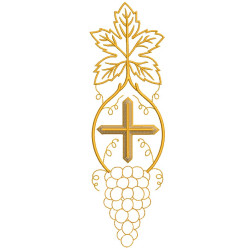 Embroidery Design Cross With Contoured Grapes