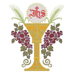 Embroidery Design Chalice 25 Cm With Wheat And Grapes