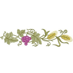 Embroidery Design Branch Of Grape With Wheat 30 Cm 2