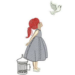 Embroidery Design Girl And The Cage