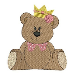 Embroidery Design Female Bear With Crown 3