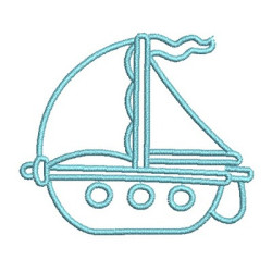 Diseño Para Bordado Barco Contorneado