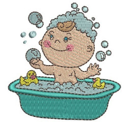 Diseño Para Bordado Bebé En El Baño