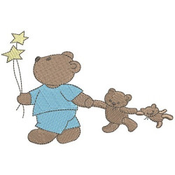 Embroidery Design Bear With Stars 1