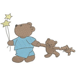 Matriz De Bordado Urso Com Estrelas 1