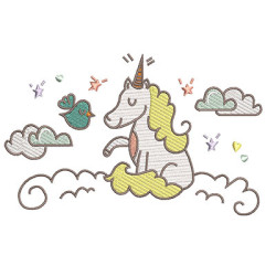 Diseño Para Bordado Unicornio En Las Nubes