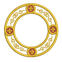 Embroidery Design Round Frame With Cross 3