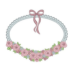 Matriz De Bordado Moldura Floral Com Laço