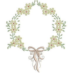 Diseño Para Bordado Marco Floral Con Gran Lazo