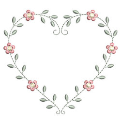 Diseño Para Bordado Corazón Floral 1