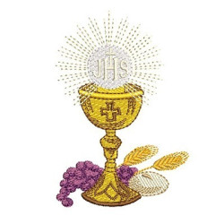 Diseño Para Bordado Cálizo Pan Y Uvas Y Trigo 10 Cm