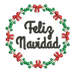 Diseño Para Bordado Garland Feliz Navidad