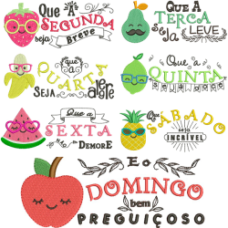 Diseño Para Bordado Paquete Semana Cute Portugues