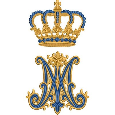 Matriz De Bordado Mariano Com Coroa 20 Cm