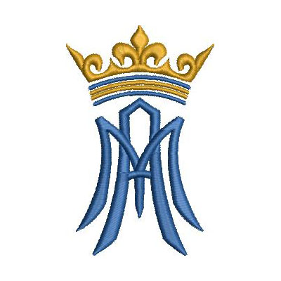 Matriz De Bordado Monograma Mariano Com Coroa 9 Cm